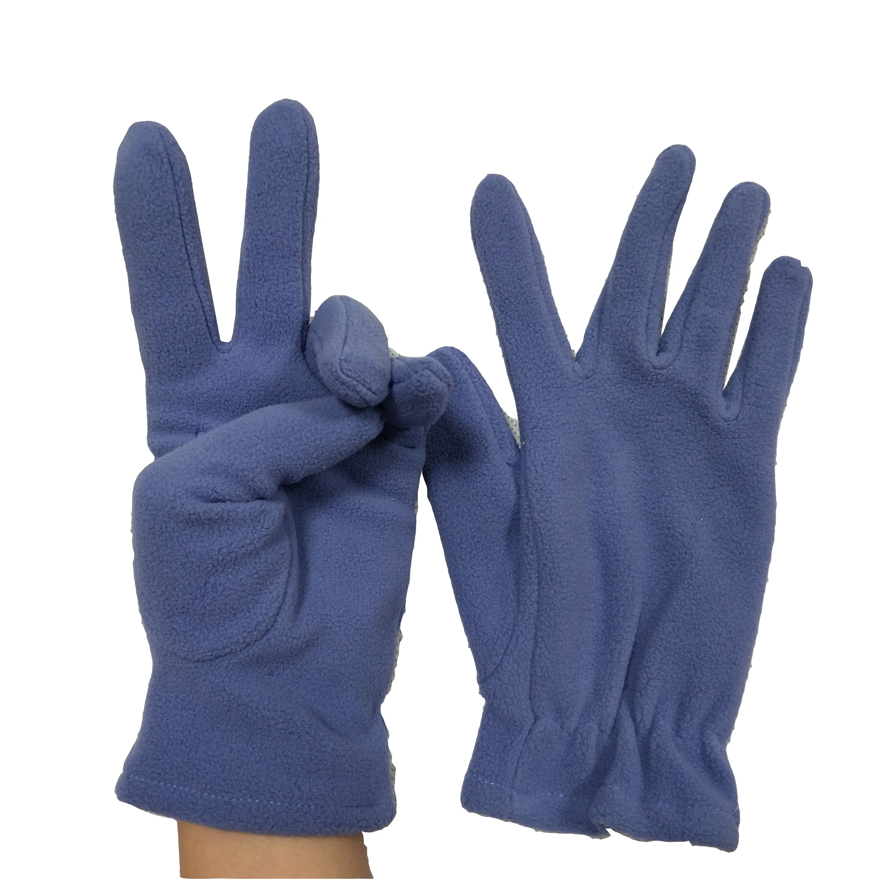 Hot selling lady women men fleece fabric warm winter touch Screen blue gloves
