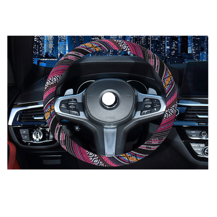 2021 Ethnic Style Coarse Flax Cloth Automotive Steering Wheel Cover 2021 Ethnic Style Coarse Flax Cloth Automotive Steering Whee