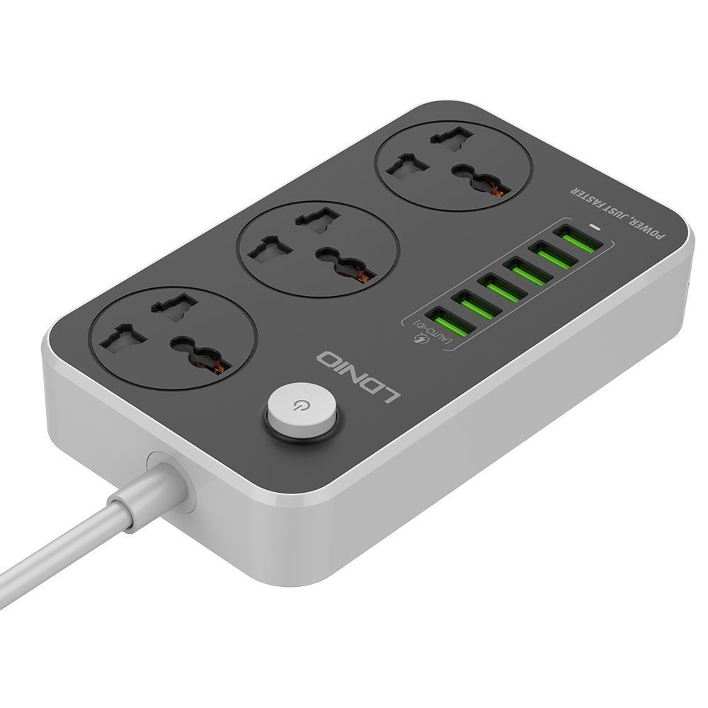Блок питания ldnio UK EU US с 3 розетками, 6 usb-портами