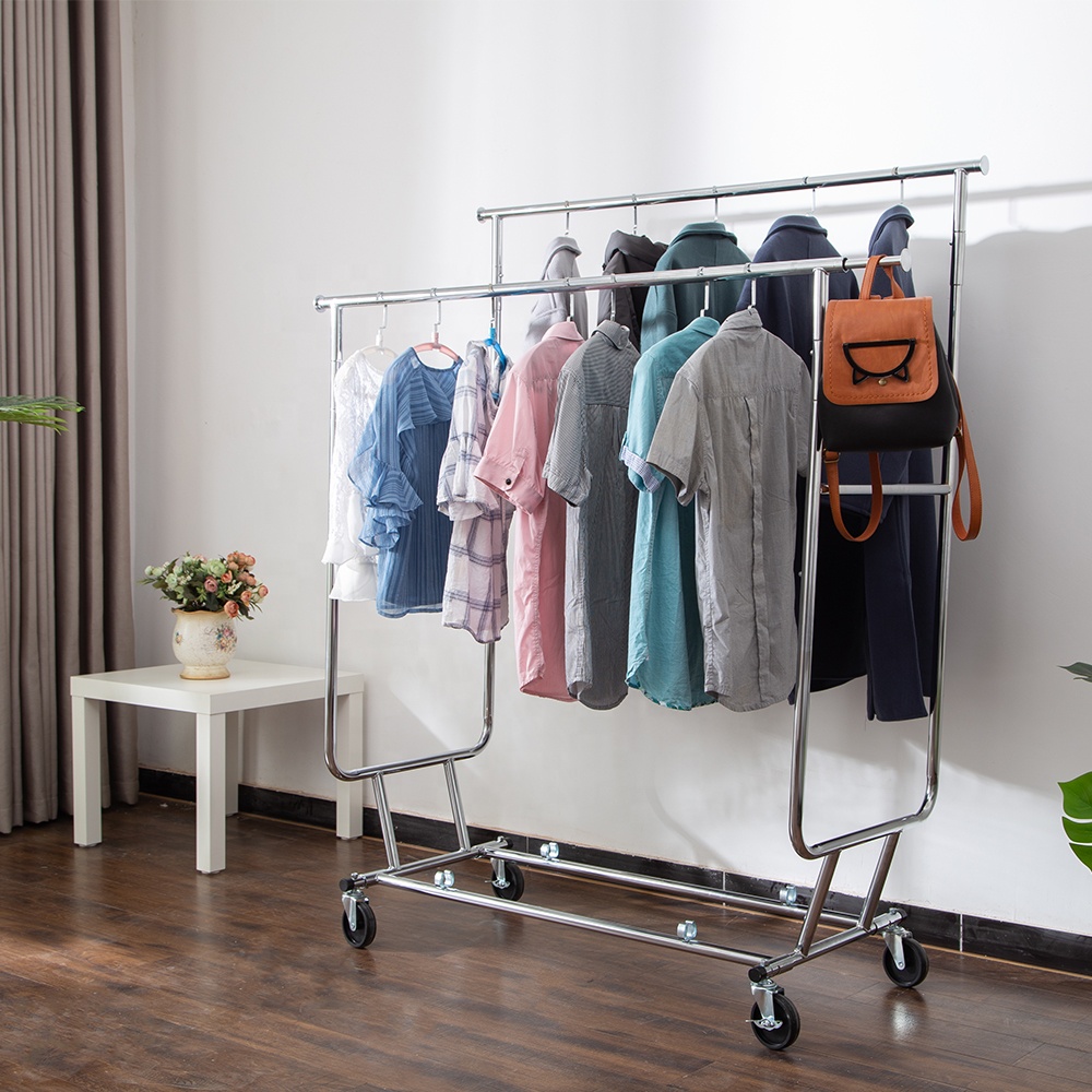 Portable Entryway Hall Bedroom Metal Gold Drying Clothes Hanger Porte Manteau Standing Coat Rack Hat Clothing Racks On Wheels
