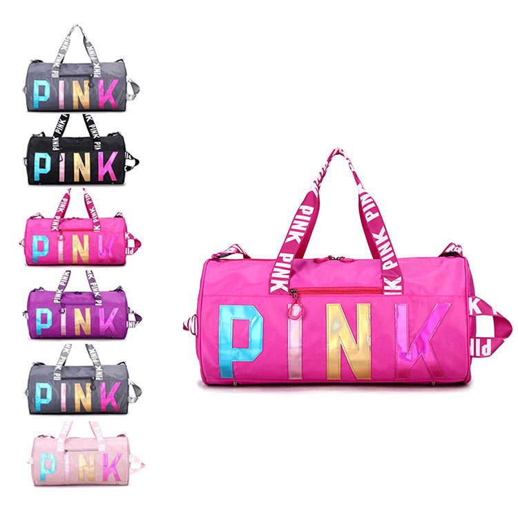 Large Capacity Women Travel Bag Sequins Pink Waterproof Gym Sport Bags for Fitness Training Yoga Duffle Bag