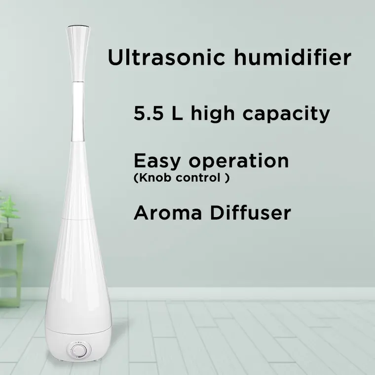 Air Floor Adjustable Mist Volume Visible Water Level LED Light Constant Humidity Mute Knob Control For Ultrasonic Humidifier