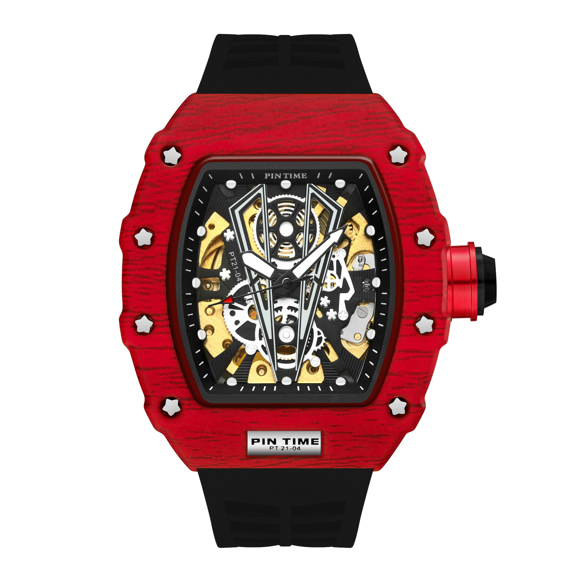 Top Selling Men Black Watch Automatic Self Winding Mechanical Watches Silicone Strap Luxury richard Watches for Men