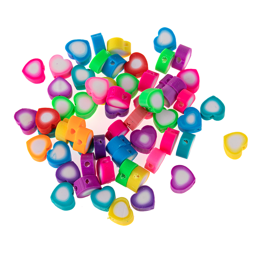 50pcs/bag Loose Spacer beads Heart Shape Polymer Clay For Jewelry Making Bracelet Necklace DIY Handmade decorative Accessories