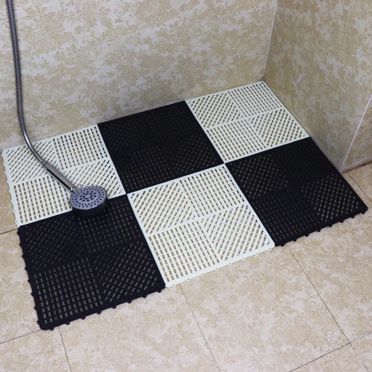 Splicing Tiles Customized Size Pure PVC Anti Skid Sauna Room Drainage Vinyl Grid Bath Tub Floor Doormat Waterproof Pool Mats