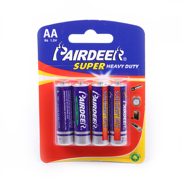 Pairdeer r6 1,5 в r6 700 мАч Размер um3 pilas alcalinas aa цинковый углеродный сверхмощный сухой аккумулятор