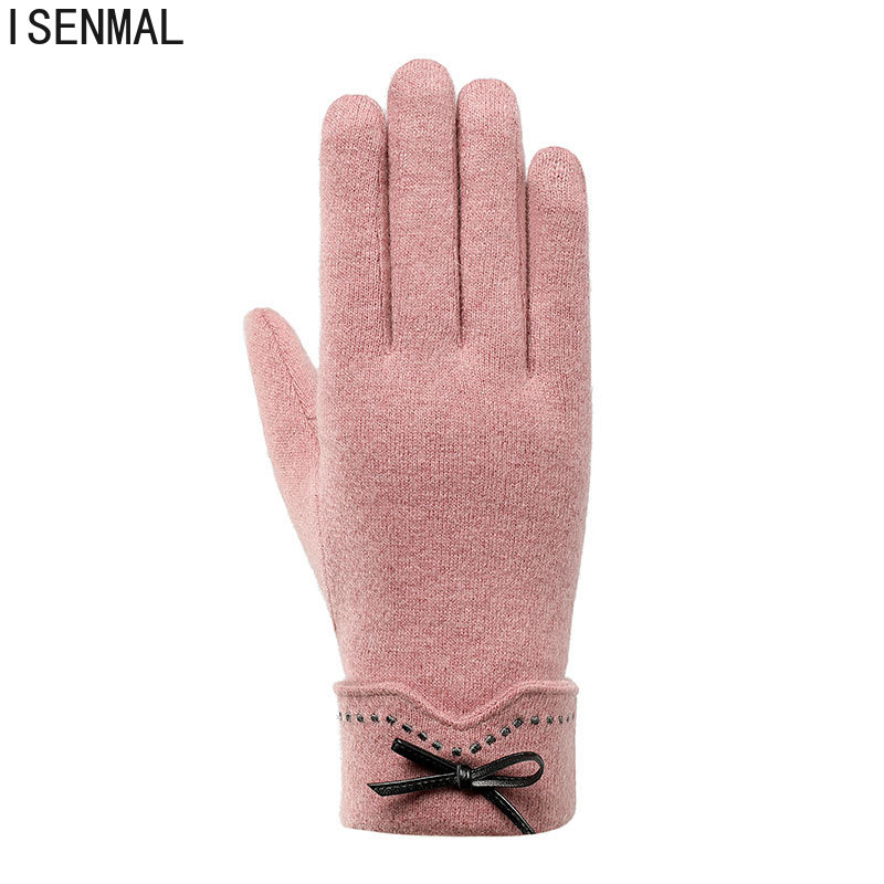 Зимние женские перчатки Isenmal, теплые шерстяные варежки, ветрозащитные женские уличные спортивные перчатки с пальцами для сенсорного экрана