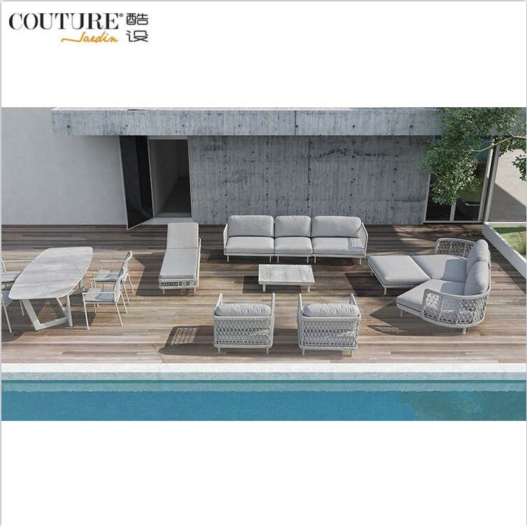 Клубная уличная мебель Couture Jardin, веревка, алюминиевая рама, мебель для сада и улицы, набор диванов