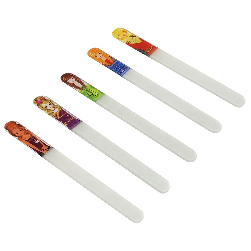 New Design Cartoon Character Handle Manicure Tools Custom Pattern Printed Crystal Glass Nail File