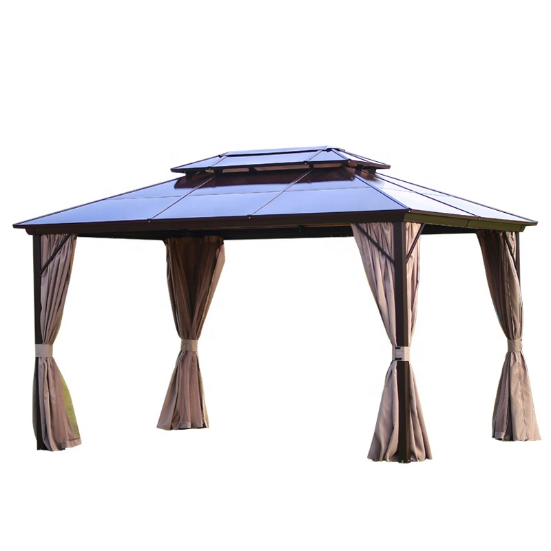 High Quality Outdoor Gazebos Garden Double Polycarbonate Roof Pavilion 3*4m Luxury Aluminium Hardtop Gazebo