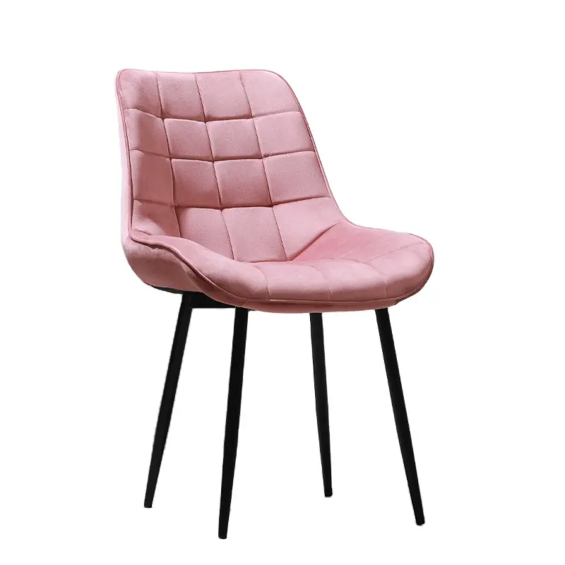 Wholesale Luxury Comfortable Velvet Soft Cushion Metal Leg Wear Resistant Fabric Modern Design Style Dining Chair