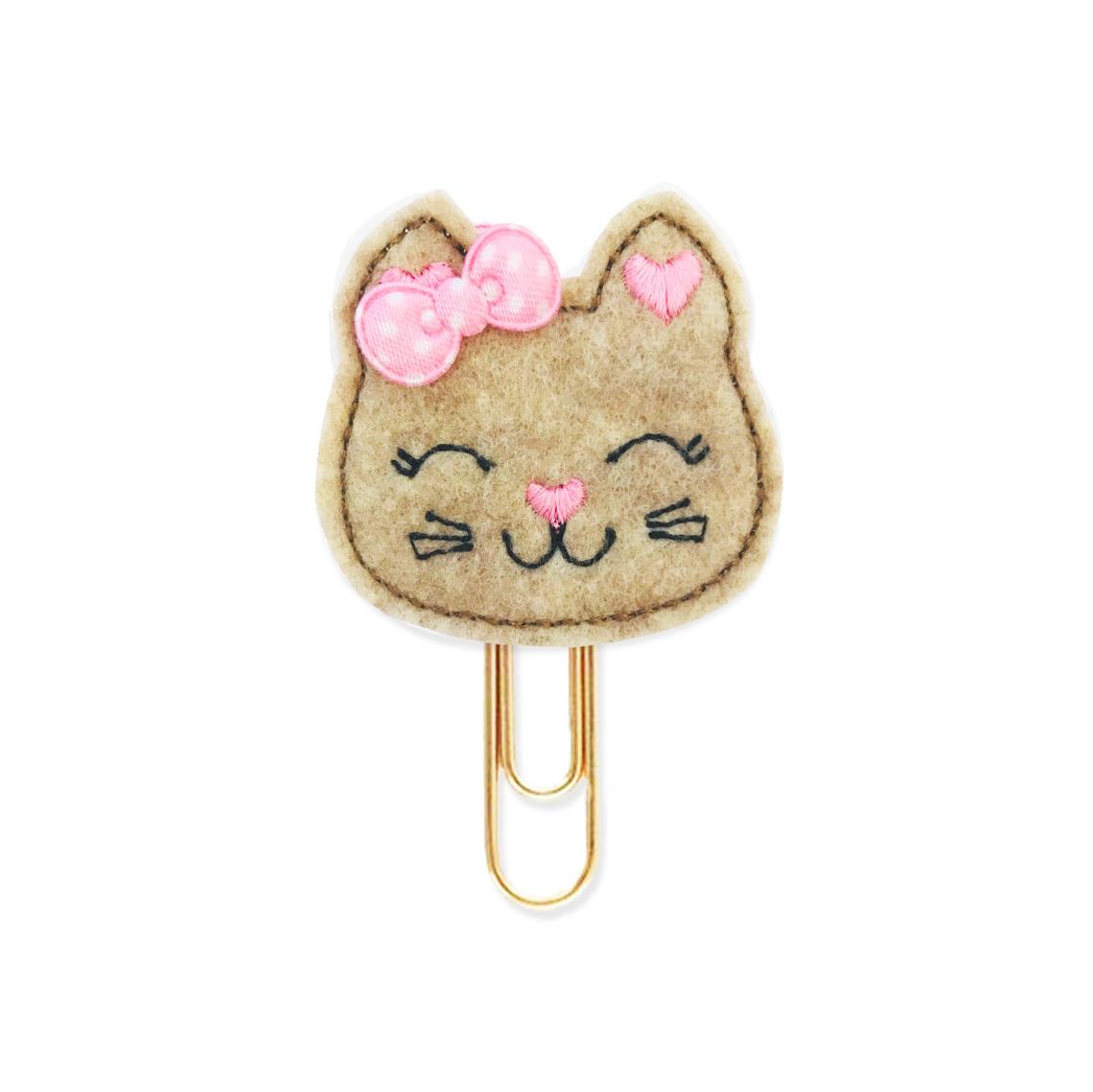 6 фетровых вышивальных скрепок, закладки: XOXO Heart, Cute Kitty, Panda Macaron, Smiley Speech bubble, розовая кружка