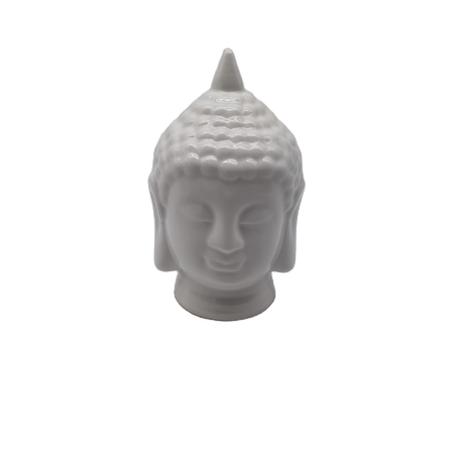 Hot Sale Desktop Mini Figurine Zen Sand Ceramic White Buddha Head Statue Sets Gifts Crafts For Indoor Home Garden Decoration
