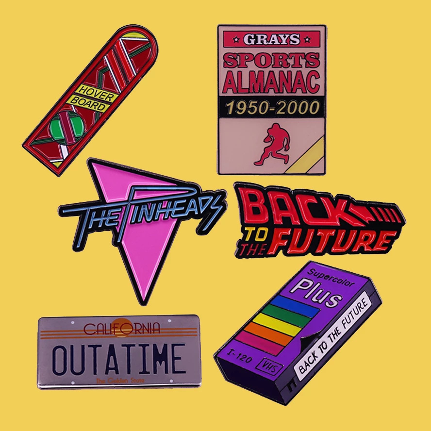 Оптом Назад в будущее Bttf Hoverboard Vhs лента эмалированная брошь заколка на лацкан металлические булавки броши значки