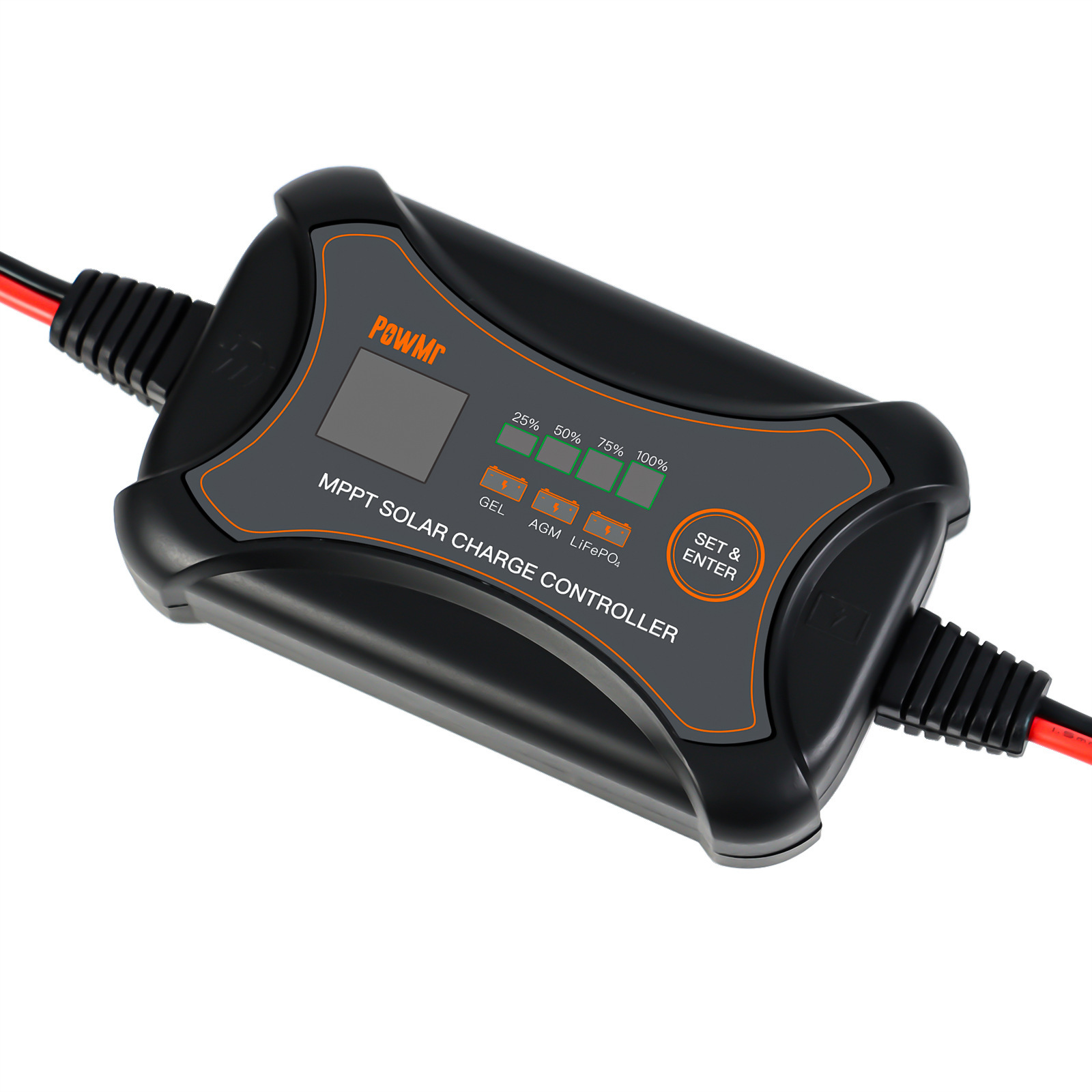 Efficient 10A MPPT solar charging controller connected to PV 150v 30w portable solar charger, LCD display MPPT solar charging