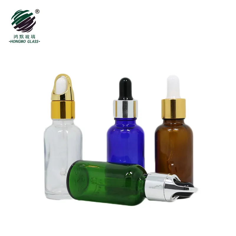 30ml 1 Oz Amber Clear Green Cobalt Blue Boston Round Glass Bottle With Dropper For Essential Oil E Liquid Packaging In Stock