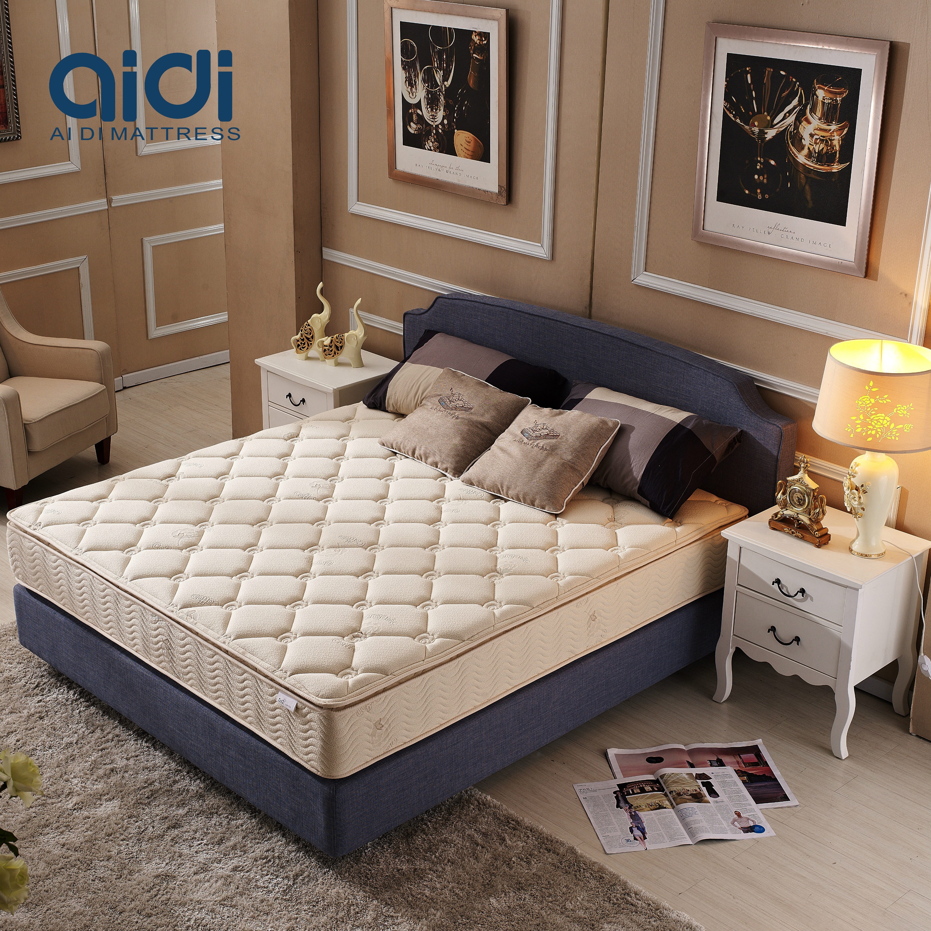 AI DI Sleepwell 14-дюймовый матрас из пены памяти 2-дюймовый кокосовый коричневый пружинный матрас сжатый