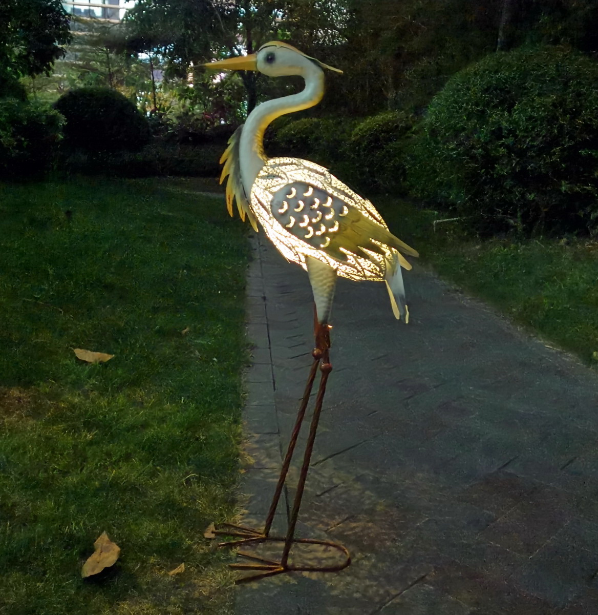 Для декоративного освещения заднего двора, металлическая скульптура heron, декоративное освещение на солнечной батарее