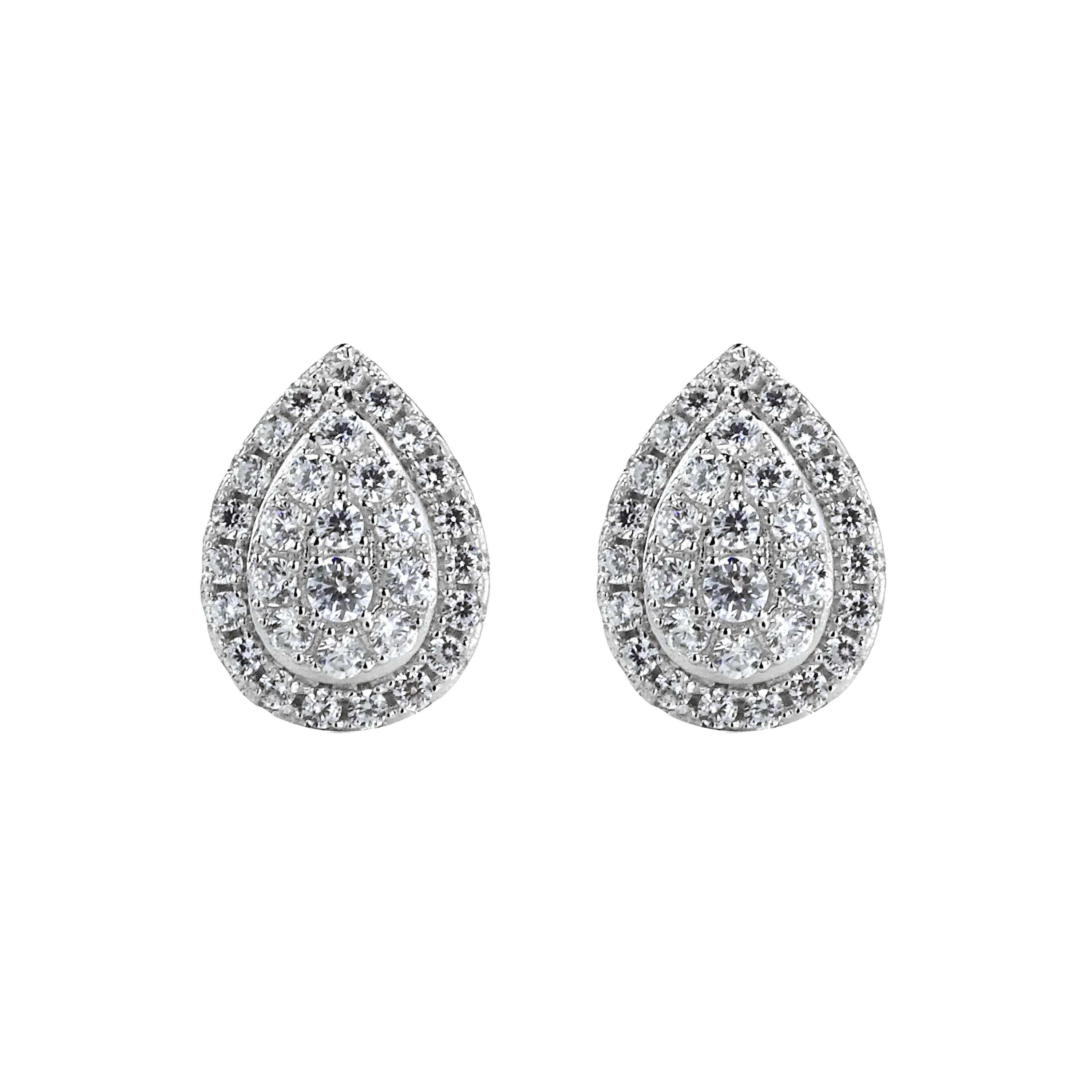 Cute Women Stud Earring Sterling Silver Pear Shape cute Engagement Earring