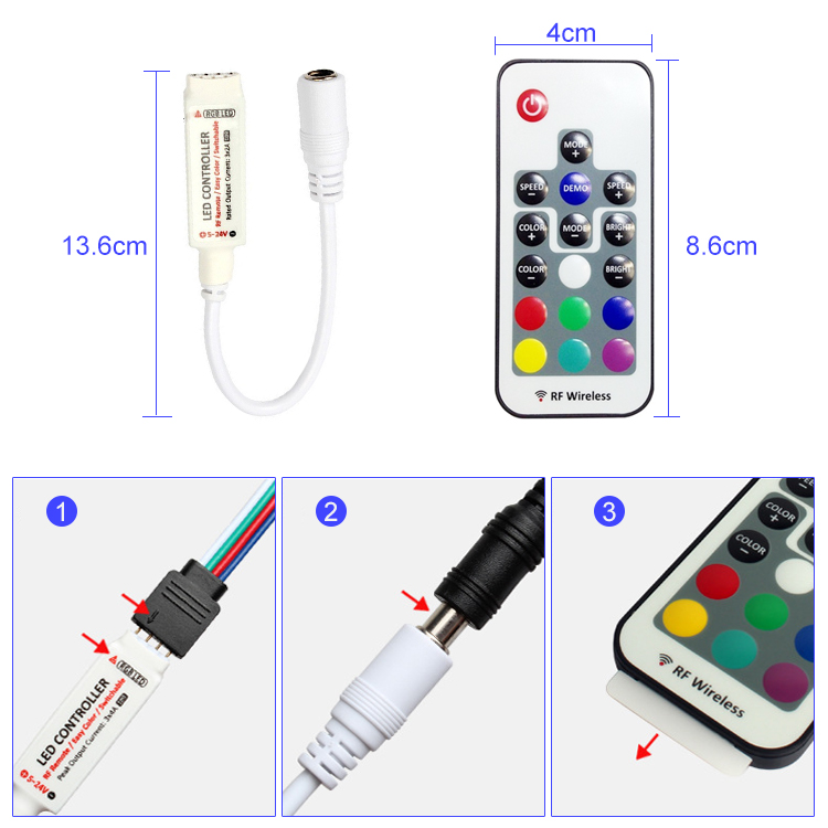 DC 5V-24V 12A RGB LED контроллер с 17 клавишами радиочастотный дистанционный диммер подходит для 5050 3528 5630 Светодиодная лента