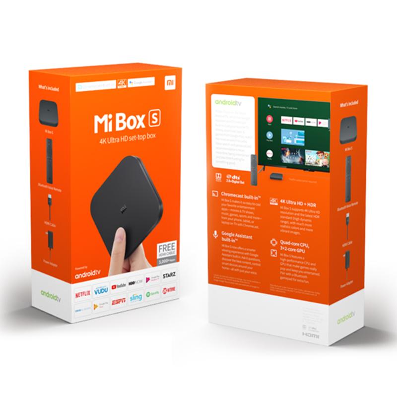 ТВ-приставка Xiaomi Mi Box S, 4K, HDR, Android, Google Assistant, удаленный потоковый медиаплеер, ТВ-приставка xiaomi, версия для США/ЕС/Великобритании