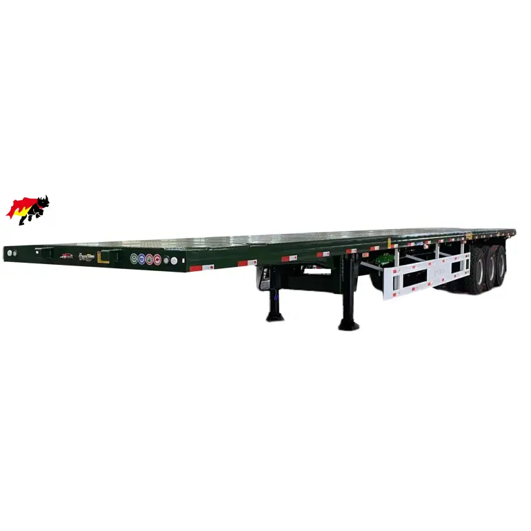 Factory price cargo flatbed trailer 3 axles 40 FT 50 TONS  flat bed semi trailer for transporting containers