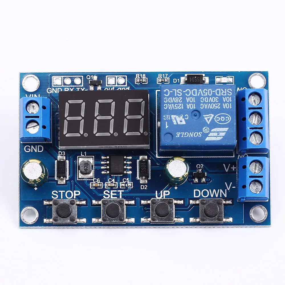 Battery Low Voltage Disconnect Over-Discharge Auto Cut Off Protection Circuit Board Charging Time Set LED Display DC 6-40V