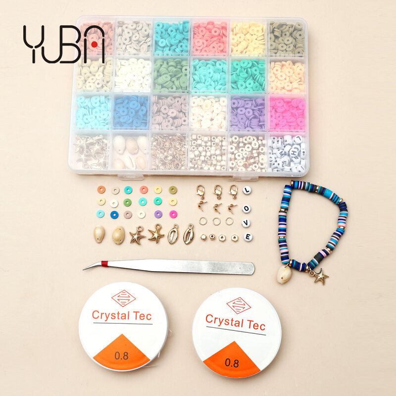 Hot Sale 15/ 24 grids 6MM Jewelry Making Kit Polymer Clay Spacer Beads Set For Bohemian Earring Bracelet Necklace DIY