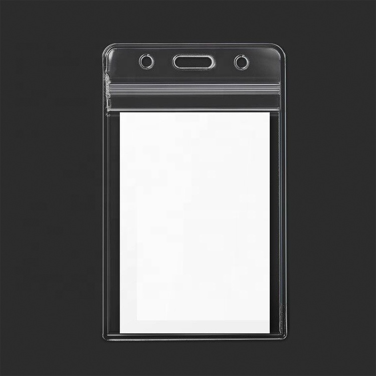 Heavy Duty Thick Clear Vinyl PVC Zip Type Vertical Resealable Waterproof id Card Badge Holder