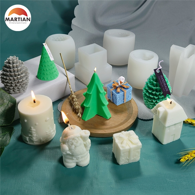 Christmas Silicone Resin Molds DIY Silicon Candle Mold Mould Handmade Soap Moulds Decoration Moldes Para Vela Cake Mouldings