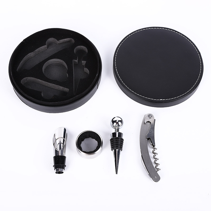 wholesale business gift convenient travel bottle opener set shiny wine bottle opener corkscrew sets