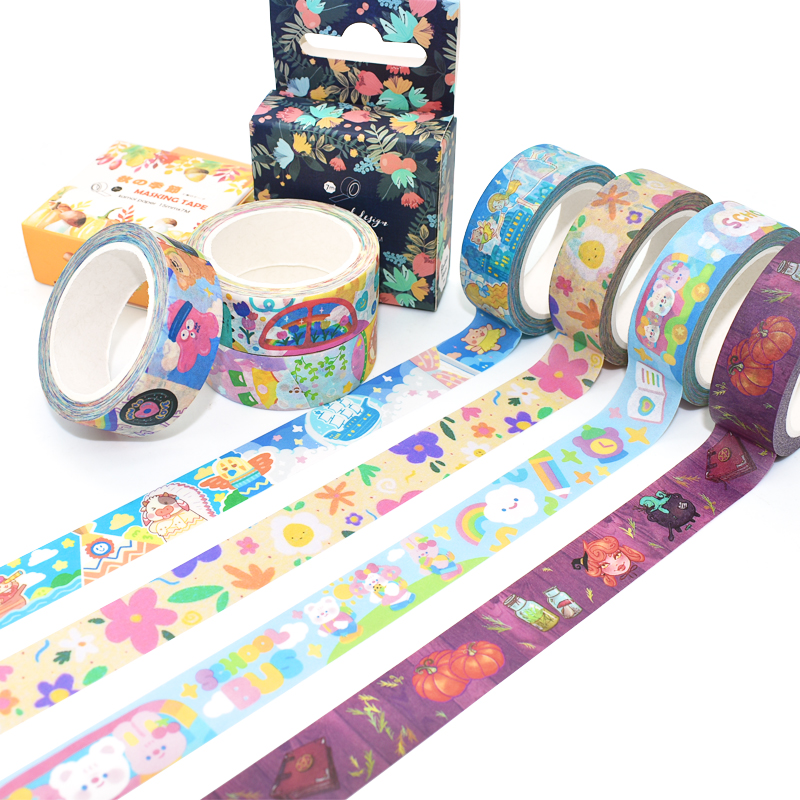 Wholesale Custom Make Eco Friendly Masking Washi Tape Cute Wide Kawaii Custom Printing Washi Tape