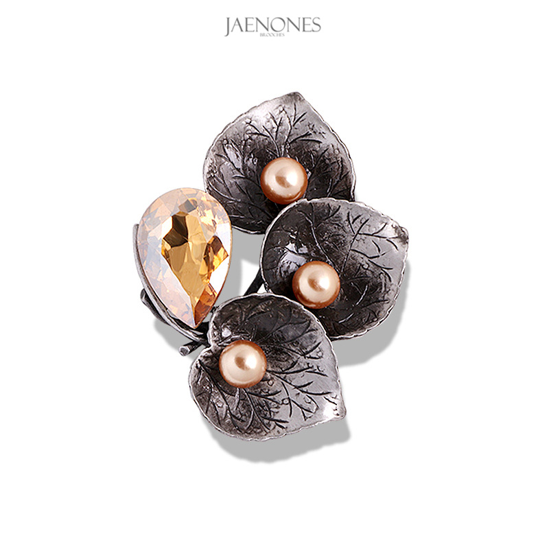 JAENONES Brand Factory Fashion Alloy Luxury Pearl Vintage Brooch Flower Brooch For Women