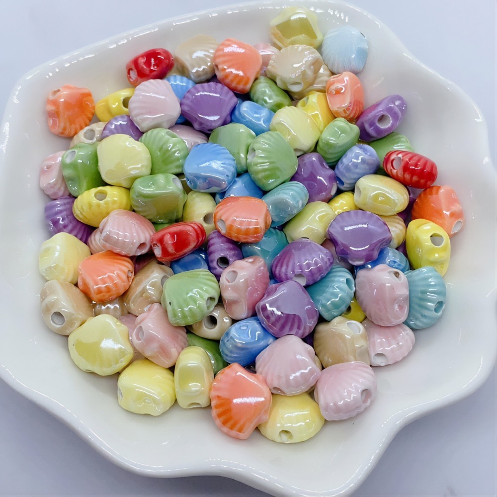 New Fashion Pretty Sea Shell Shape Ceramic Bead 100Pcs/Bag 12MM Craft Beads For Bracelet Necklace And Jewelry Making Supplier