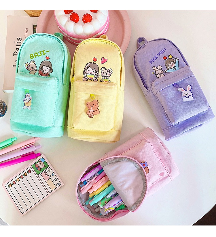 Amazon Hot Selling Kawaii Pink Color Pencil Box Cute Canvas bag Pencil Case Wholesale Price For Kids