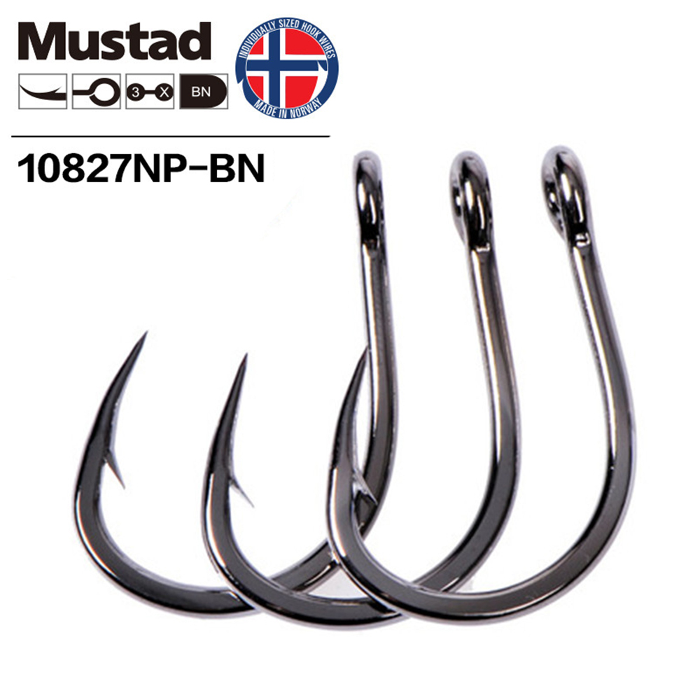 Mustad 100% Норвежское происхождение Морской рыболовный крючок супер мощный большой размер круглые рыболовные крючки, 1 #-12/0 #,10827NP-BN