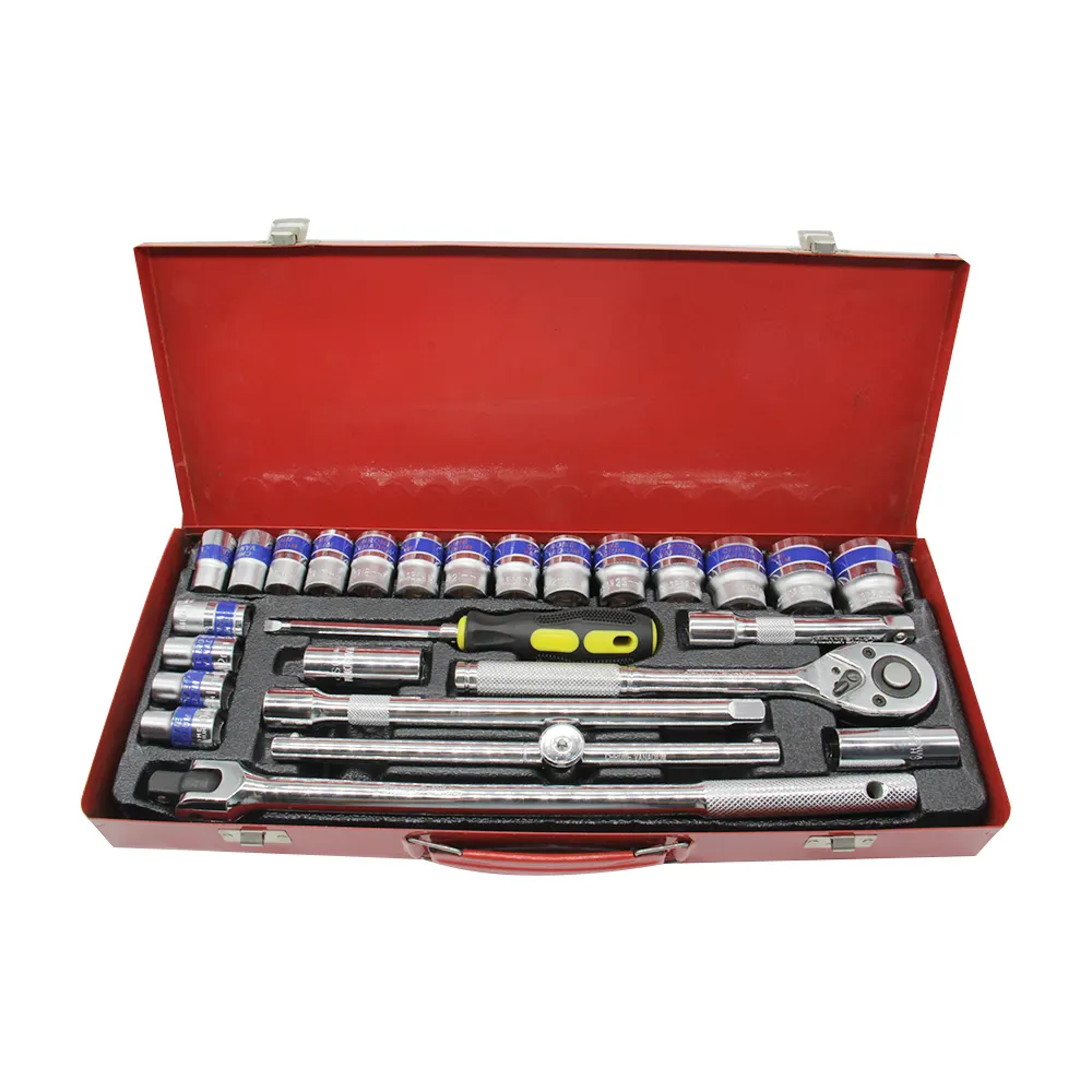 26pcs 1/2" Dr Ratchet Wrench Socket Set SAE Metric1/4" Dr 3/8" Dr Hand Socket Set Auto Repair Tools