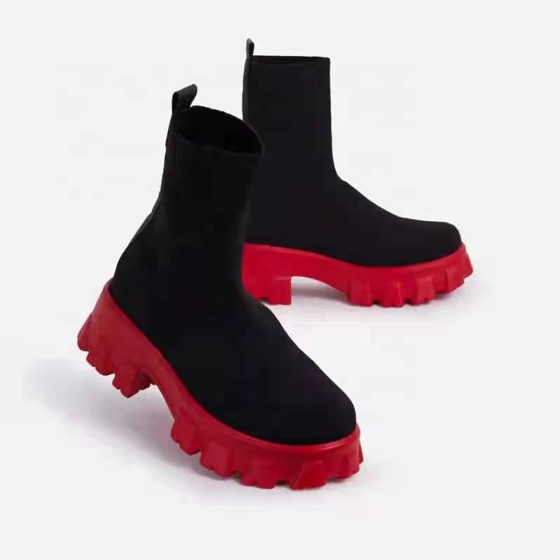 Women Stockings Lolita Ankle Fashion Rubber Rock Shoes Woman Boots Socks Heels Luxury Designer Clogs Platform Round Toe Boots