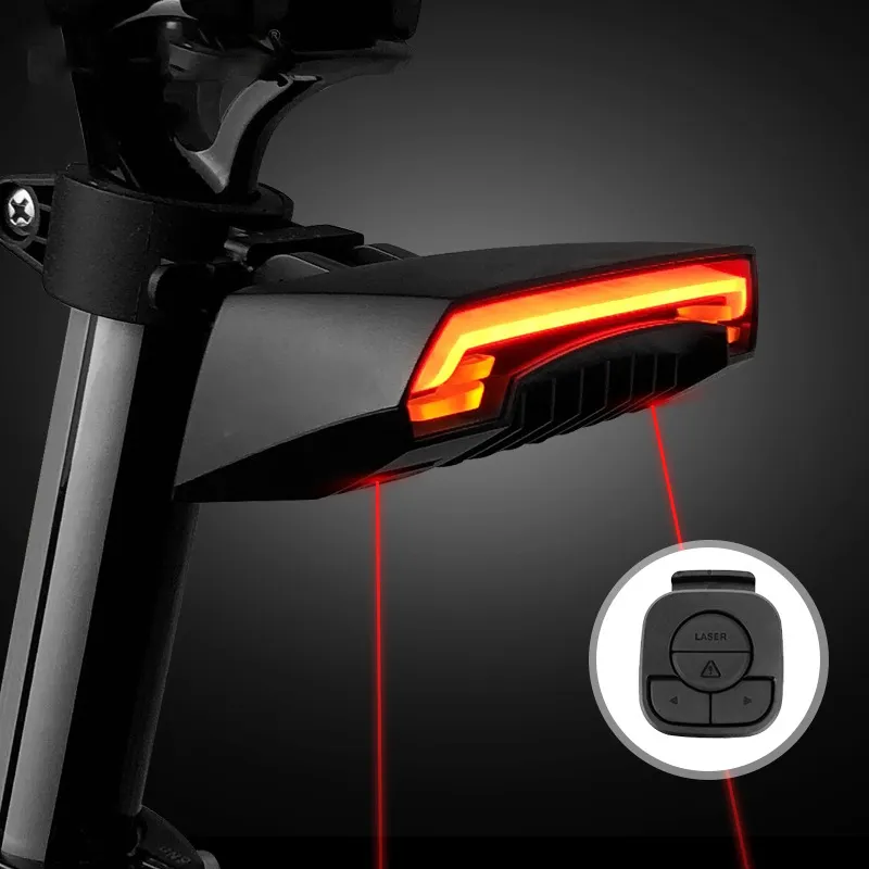 Wireless Bike Bicycle Rear Light laser tail lamp Smart USB Rechargeable Cycling Accessories Remote Turn led