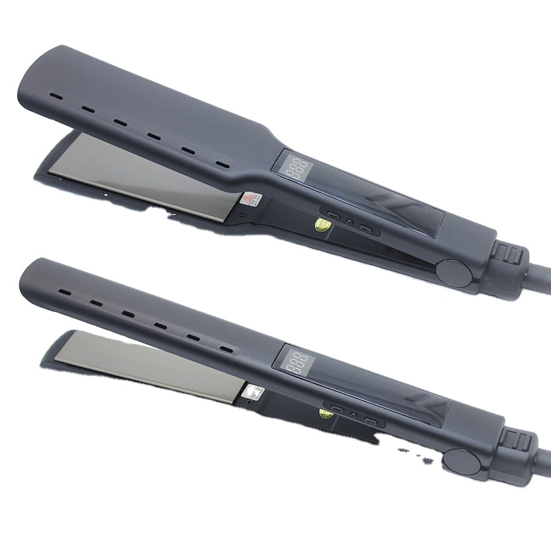 Vibration fast dry and wet flat iron steam hair straightener and curler 2 in 1
