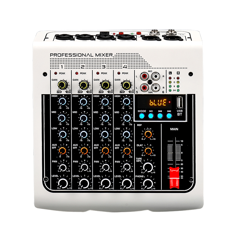 MIX-400 4 канала Портативный Аудио смеситель микшерная воспроизведение компьютера 48В звукомикшер