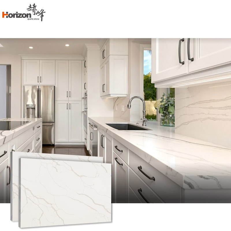 Horizon, искусственный мрамор для кухонной столешницы, кварцевый камень Calacatta, белый, сделано в Китае