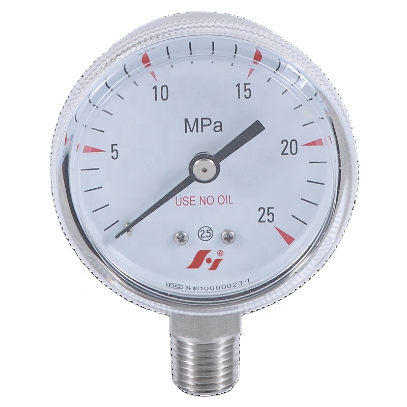 HF 2" 50mm full stainless steel use no oil medical oxygen acetylene pressure gauge