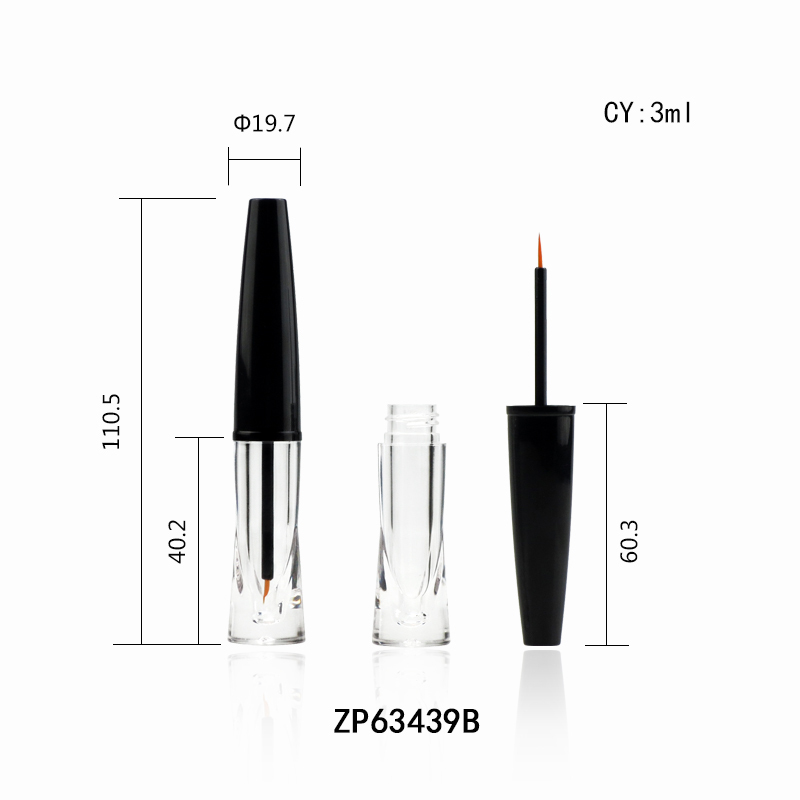 ZP3439B Empty transparent eyelash tube with brush  plastic eyeliner packaging bottle