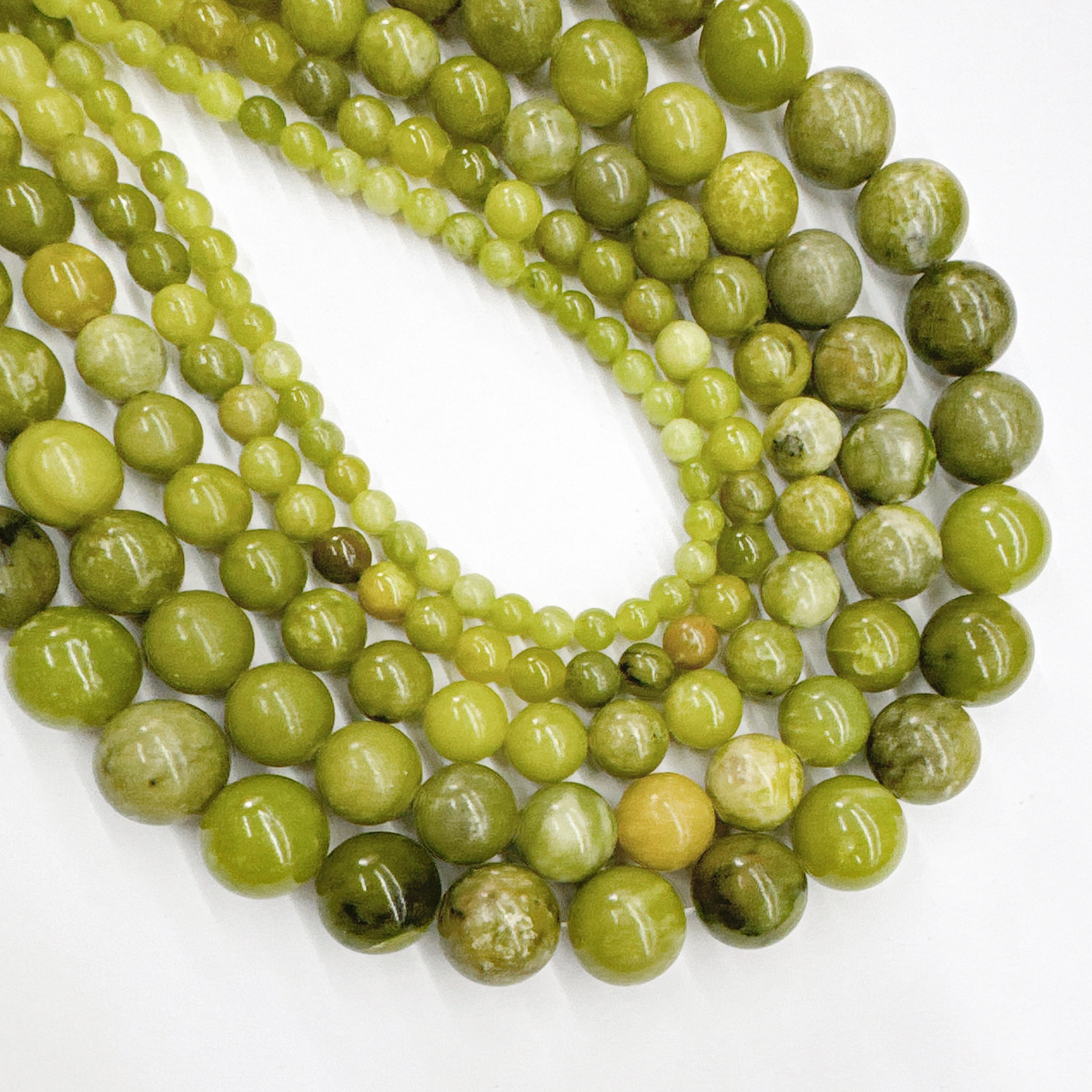 Wholesale Natural Gemstone Loose Pearl Stone Beads Chinese Green Jade Round Brilliant Cut for Bracelet Beads Jewelry Making