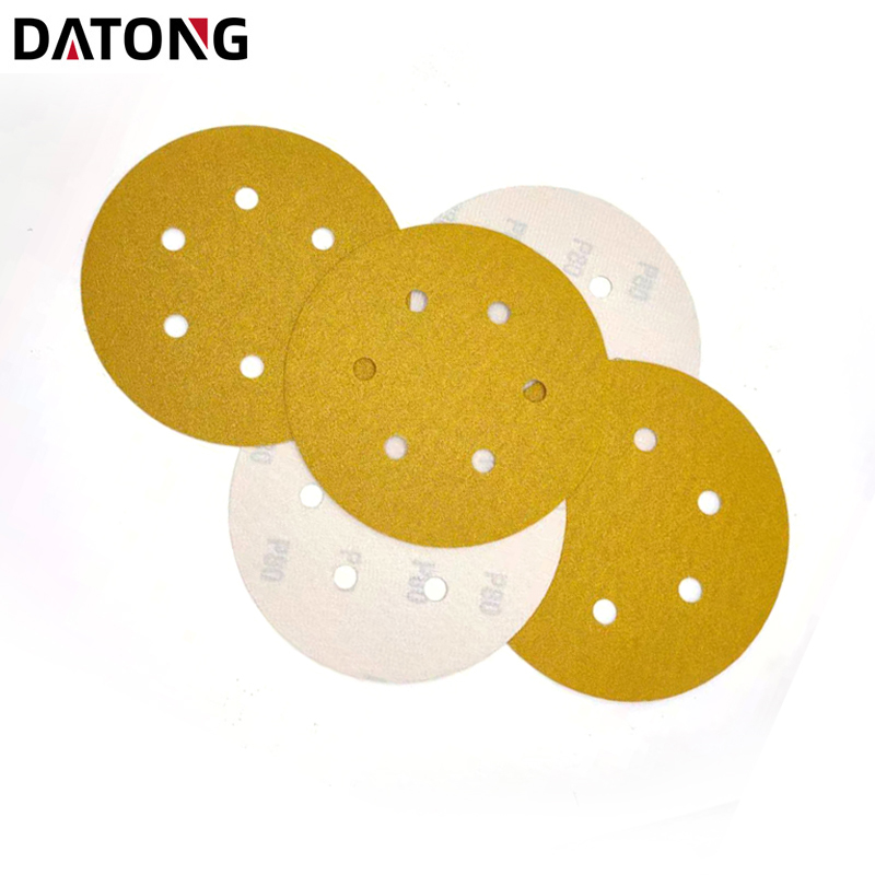 Datong factory High quality abrasives sand paper 6 inch 6holes Grit 100 Round Ceramic yellow Sanding Disc For Metal and Wood