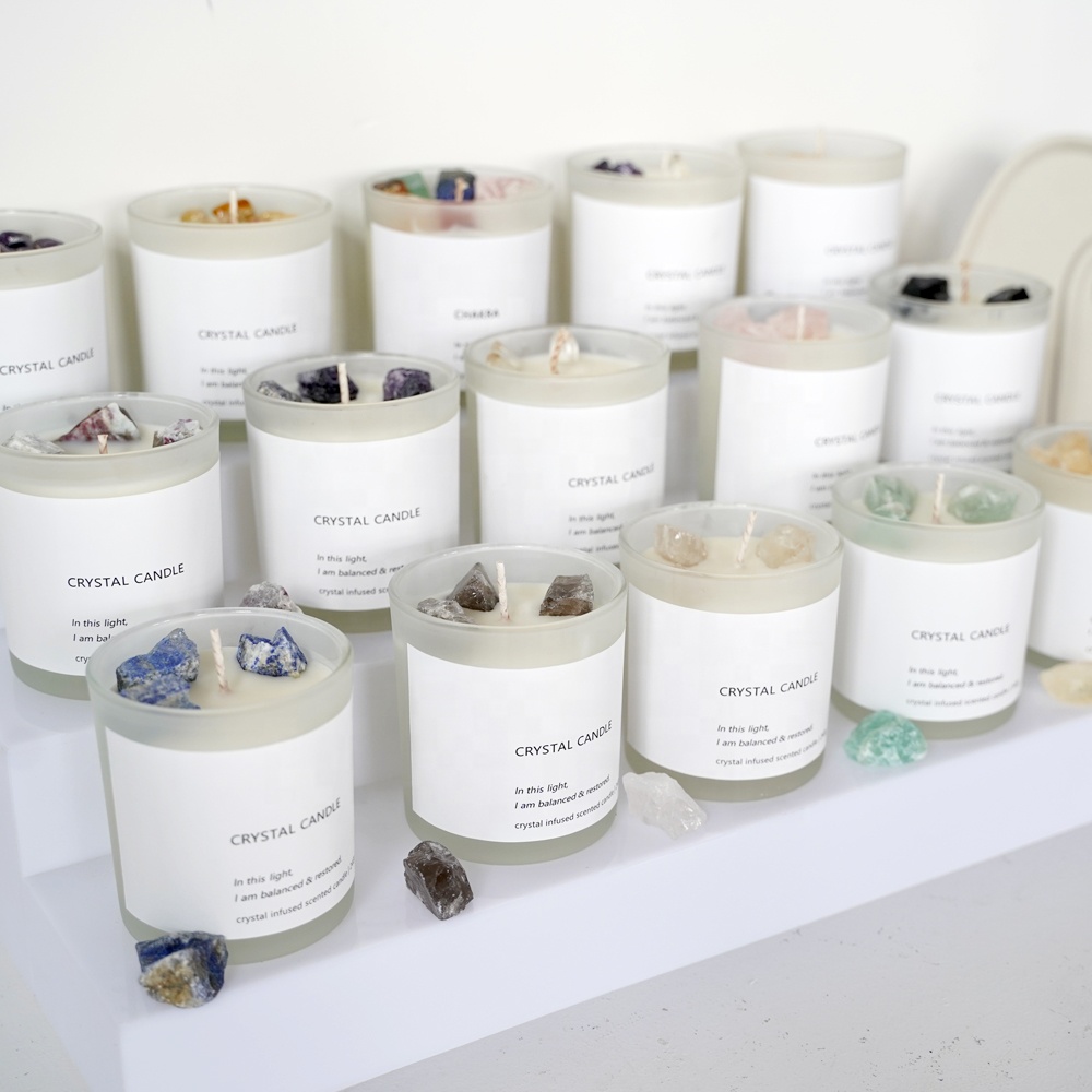 luxury scented candle mate glass jar Home decoration soy wax handmade chakra healing candles velas crystal candle