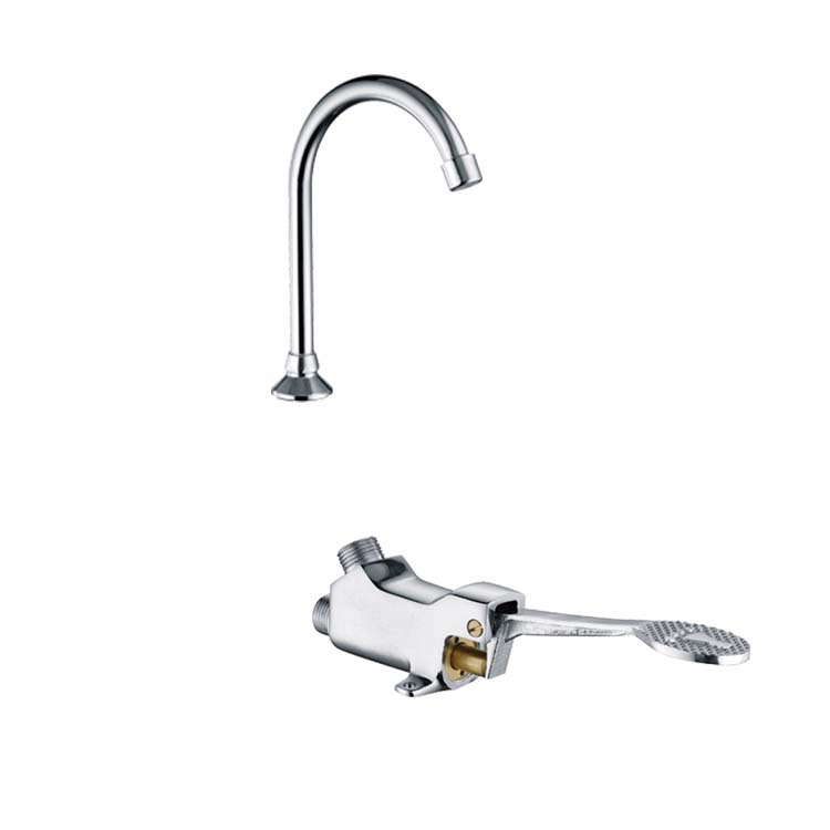 hot sale hospital basin faucet brass pedal flush valve with spout