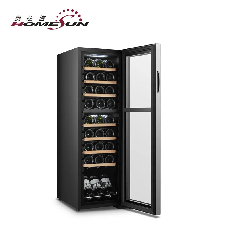 JC-76 27 bottles CE apprpval Wooden shelf tall kitchen wine cabinet with wine refrigerator