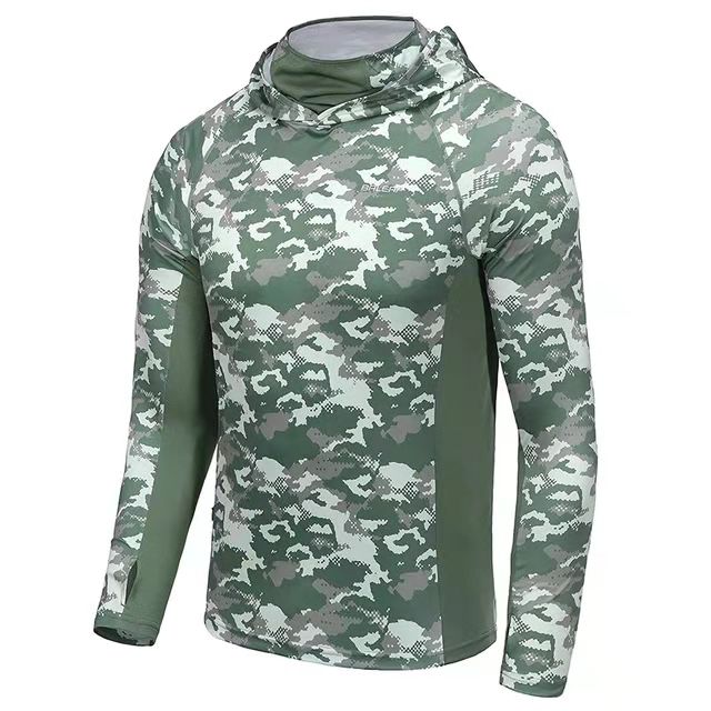 Фабрика изготовленный на заказ мужские УФ 50 Slim fit с длинным рукавом, защита от УФ-лучей и отверстиями для пальцев, рубашка